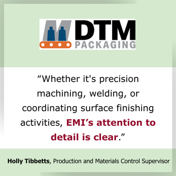Testimonial EMI coordinates surface finishing, machining and welding