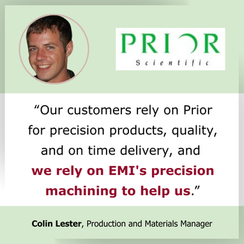 Testimonial we rely on EMI for precision machining and on time delivery Testimonial we rely on EMI for precision machining and on time delivery
